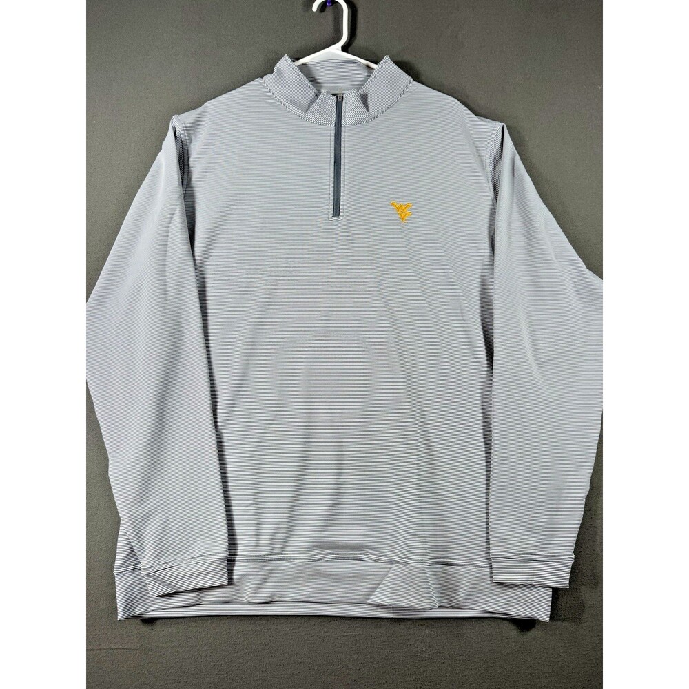 West Virginia Mountaineers Peter Millar Perth Quarter Zip Mens XXL Striped Golf